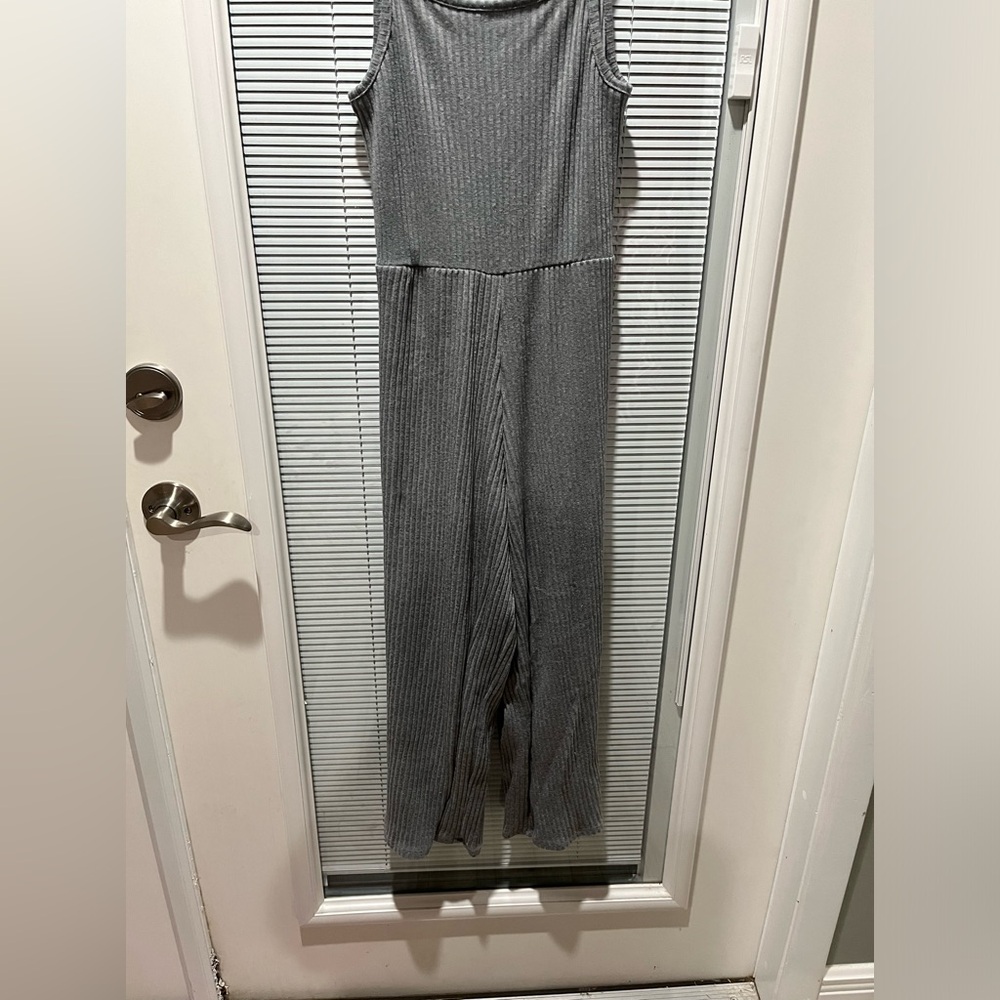 Gray ribbed jumpsuit